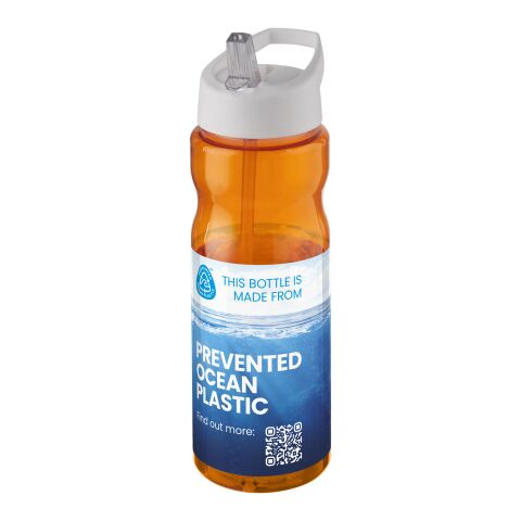 Bouteille H2O Eco de sport avec paille - 650 ml Orange-Blanc | sans marquage | non disponible | non disponible