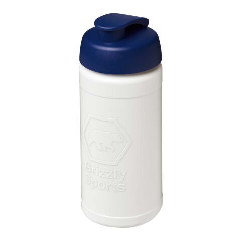Bouteille de sport Baseline Rise de 500&nbsp;ml recyclée avec couvercle rabattable Blanc-Bleu | sans marquage | non disponible | non disponible