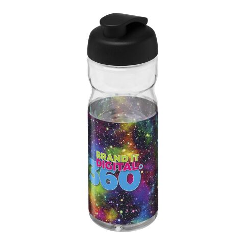 Bouteille de sport H2O Active® Base Tritan™ de 650 ml à couvercle à clapet Blanc-Noir | sans marquage | non disponible | non disponible