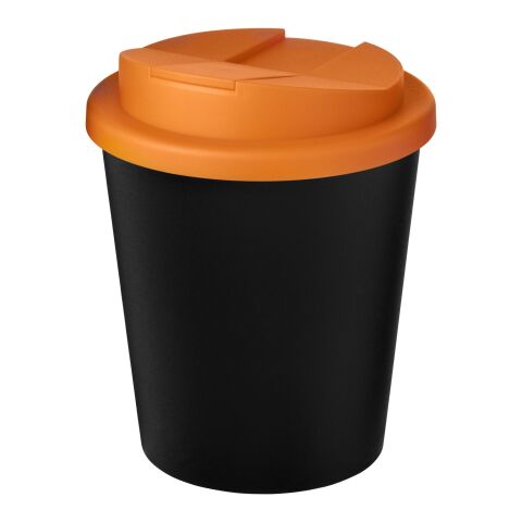 Gobelet recyclé Americano® Espresso Eco de 250 ml avec couvercle anti-déversement Noir bronze-Orange | sans marquage | non disponible | non disponible