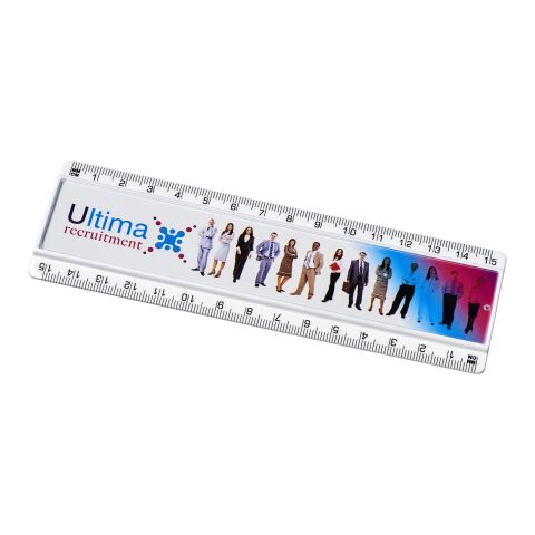 Règle en plastique Ellison 15 cm avec insertion de papier décoratif Blanc | sans marquage | non disponible | non disponible