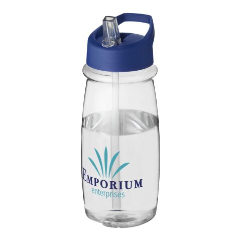 Bouteille H2O Pulse de sport avec paille - 600 ml Blanc-Bleu | sans marquage | non disponible | non disponible