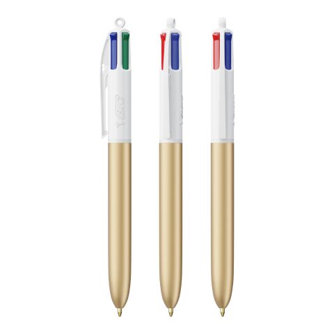 BIC® 4 Couleurs Glacé Blanc-or | Sérigraphie 1 couleur | Corps-centré clip | 30.00 mm x 43.00 mm