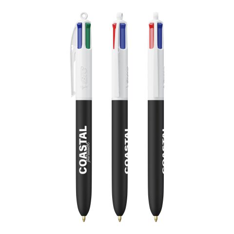 BIC® 4 Colours Soft Blanc-Noir | Sérigraphie 1 couleur | Corps-centré clip | 30.00 mm x 43.00 mm