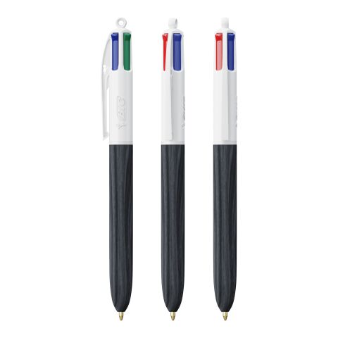 BIC® 4 Colours Wood Style Blanc-Noir | Sérigraphie 1 couleur | Corps-À la droite du clip | 30.00 mm x 43.00 mm