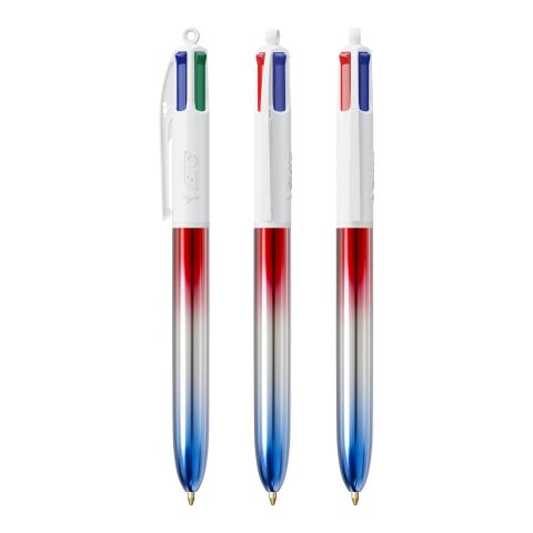 BIC® 4 Colours® Flags Collection Rouge - argent - bleu(3)-Rouge - argent - vert(2)-Rouge | Sérigraphie 1 couleur | Corps-À la droite du clip | 30.00 mm x 43.00 mm