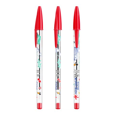 BIC® Cristal® Expression Rouge | encre rouge | Impression Numérique Complète | Corps-Face arrière | 26.00 mm x 110.00 mm