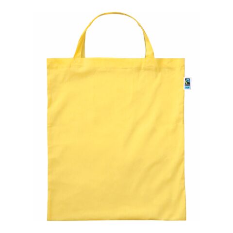 Sac en coton Fairtrade avec petites anses jaune | sans marquage | sans marquage