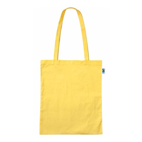 Sac en coton Fairtrade avec grandes anses jaune | sans marquage | sans marquage