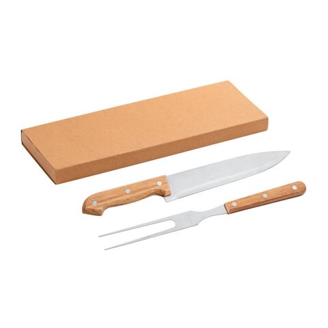 SALSA. Ensemble de 2 pièces pour barbecue en bambou et acier inoxydable Beige | sans marquage