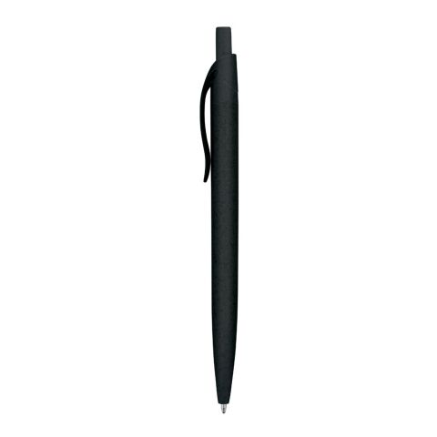 CAMILA. Stylo à bille en fibre de paille de blé et ABS avec clip Noir | sans marquage