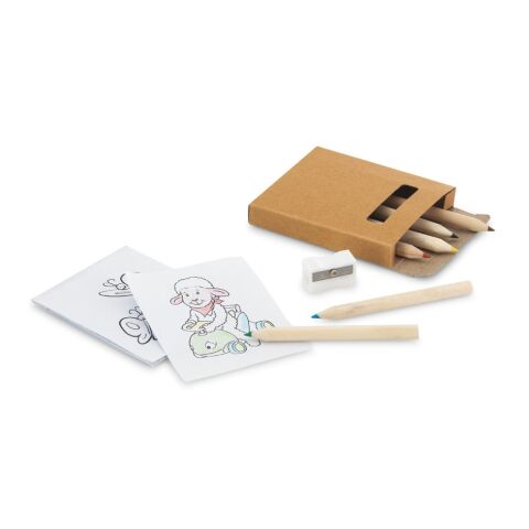 ANIM. Set de coloriage dans une boîte carton Beige | sans marquage