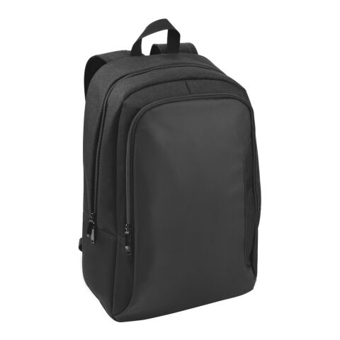DRAMMEN. Sac à dos pour ordinateur portable en polyester recyclé haute densité 600D Noir | sans marquage