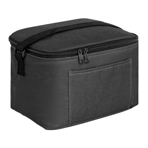 CANCUN. Sac thermique en polyester recyclé 600D avec sangle réglable Noir | Transfert 1 couleur