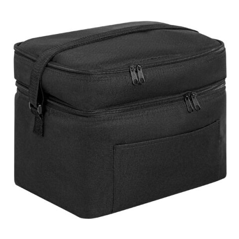 CANCUN LARGE. Sac thermique en polyester recyclé 600D, avec sangle réglable Noir | Transfert 1 couleur