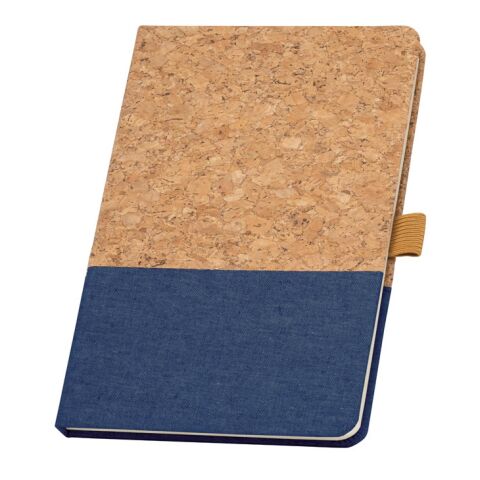 KLEE. Bloc-notes A5 en liège et lin avec pages lignées Bleu | Transfert 1 couleur