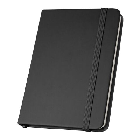 CAMPUS. Cahier A5 à couverture rigide en PU (35% recyclé) avec pages lignées 100% recyclé Noir | Sérigraphie 1 couleur