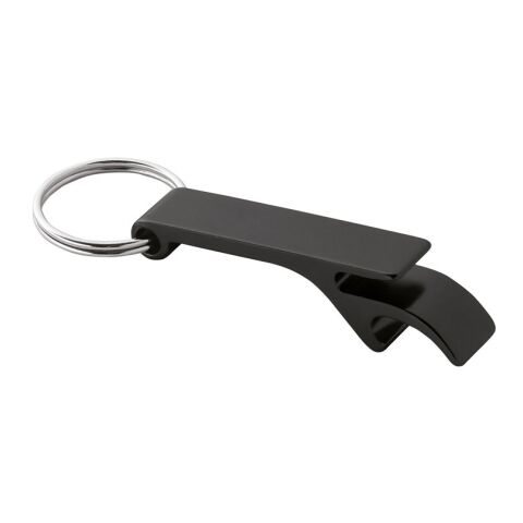 RE-BAITT. Porte-clés avec décapsuleur en aluminium recyclé (100% rAL) Noir | sans marquage