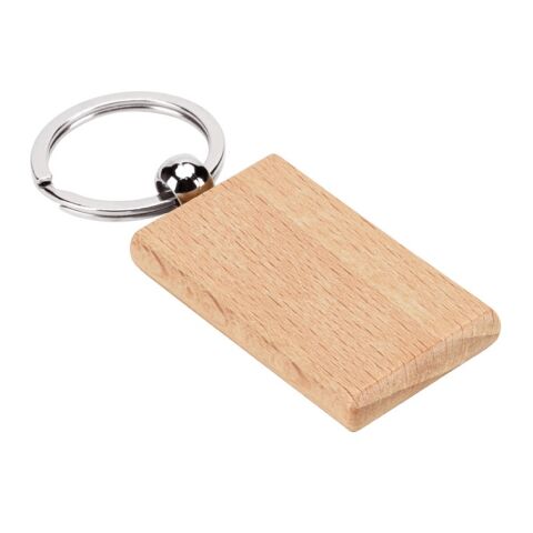 STEWIE. Porte-clés rectangulaire en bois de hêtre Beige | sans marquage