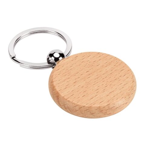 STEWIE ROUND. Porte-clés rond en bois de hêtre Beige | sans marquage