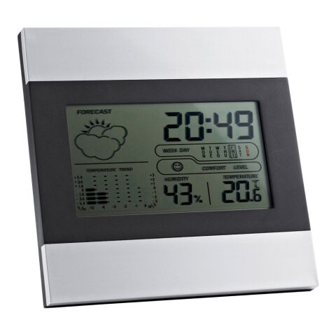DENE. Station météo de bureau avec écran LCD en aluminium et ABS