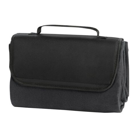 RILEY. Couverture pique-nique en polaire (180 g/m²) avec visière Noir | sans marquage