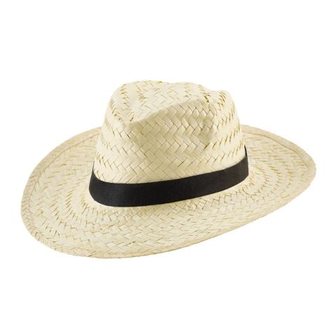 EDWARD POLI. Chapeau de paille naturelle avec bande en polyester