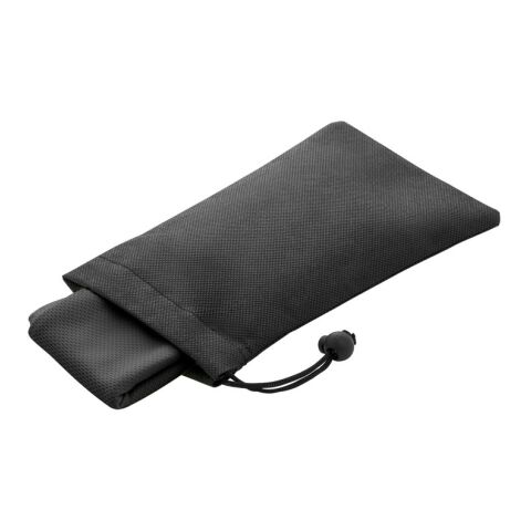BERNAL. Serviette de sport rafraichissante en polyester recyclé (100% rPET) avec pochette en non-tissé Noir | sans marquage