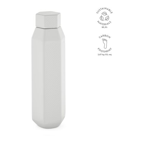 Bouteille / Gourde Hexagul en acier inoxydable recyclé 530 ml Blanc | sans marquage