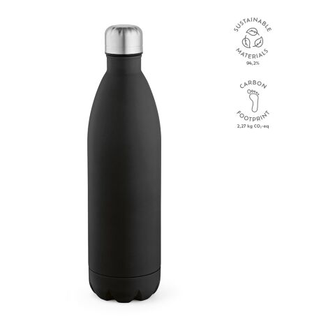 Bouteille / Gourde Mississippi 1100 Acier inoxydable recyclé 1100 ml Noir | sans marquage