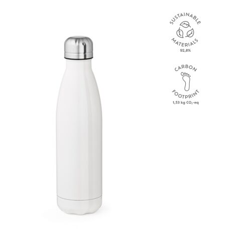 Bouteille / Gourde Mississippi 550W recyclée en acier inoxydable 535 ml Blanc | sans marquage