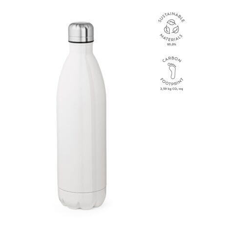 Bouteille / Gourde Mississippi 1100W Acier inoxydable recyclé 1100 ml Blanc | sans marquage