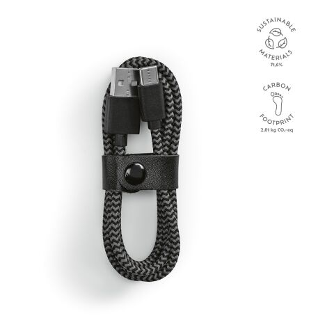 Câble Leibniz rPET 1m Noir | sans marquage