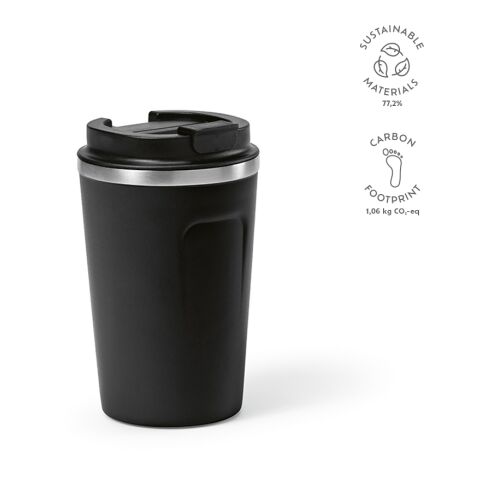 Mug de voyage Limpopo Acier inoxydable recyclé 490 ml Noir | sans marquage