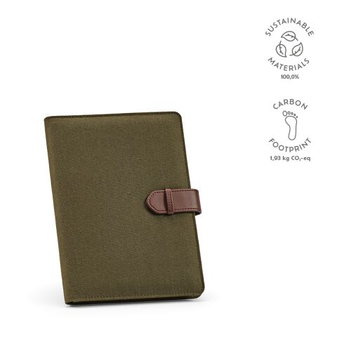 Conférencier A5 Eliot rPET 70 gsm vert olive | sans marquage