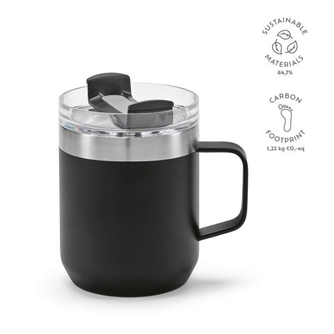 Mug Shinano en acier inoxydable recyclé 440 ml Noir | sans marquage