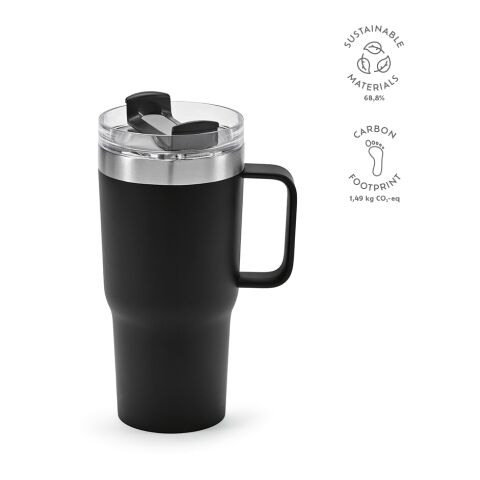 Mug Neman en acier inoxydable recyclé 580 ml Noir | sans marquage