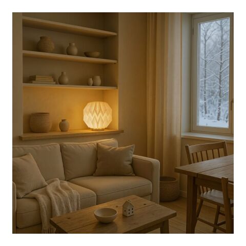 Lampe LED en papier pliable Coollux Luna 25cm, inspirée de l'Origami Nature | sans marquage | non disponible | non disponible