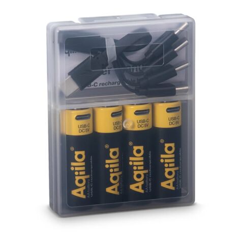 Lot de 4 piles rechargeables AA Aqiila USB-C 2000 mAh noir | sans marquage | non disponible | non disponible