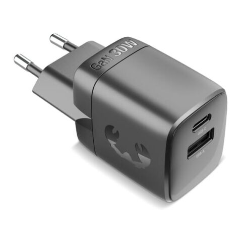 Fresh 'n Rebel Chargeur rapide 30 W GaN USB-C &amp; USB-A Gris foncé | sans marquage
