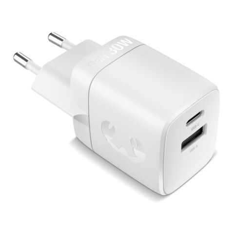 Fresh 'n Rebel Chargeur rapide 30 W GaN USB-C &amp; USB-A Gris clair | sans marquage