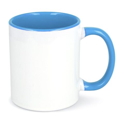Mug subli Oslo coloré à l'intérieur &amp; anse 300ml Blanc-Bleu clair | sans marquage | non disponible | non disponible | non disponible