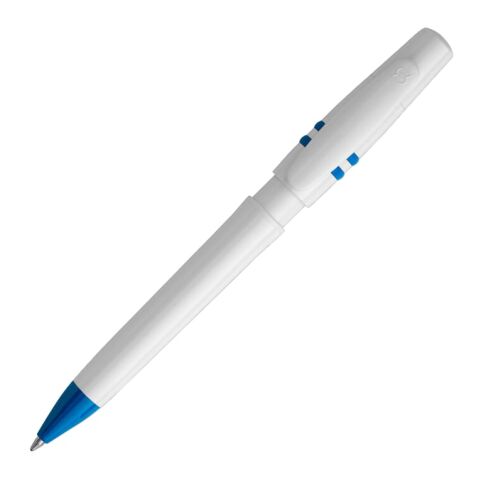 Stylo Nora opaque Blanc-Bleu / Blanc | Tampographie 1 couleur | clip | 25 mm x 5 mm | non disponible