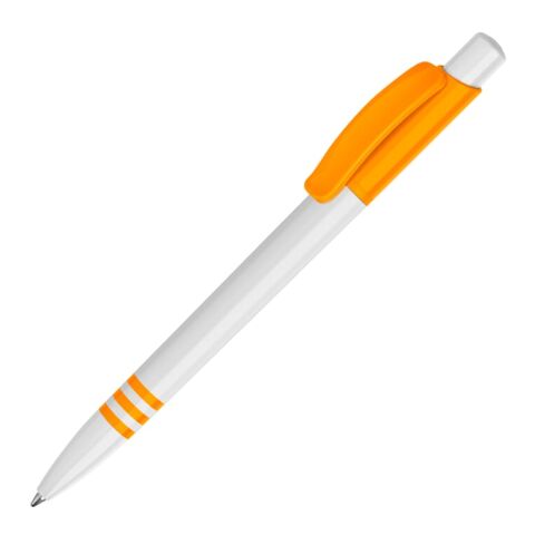 Stylo Tropic opaque Blanc-Orange | Sérigraphie 1 couleur | à 90 degrés du clip | 45 mm x 25 mm | non disponible