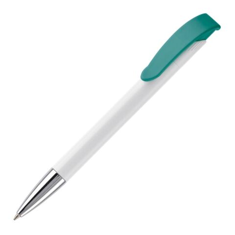 Apollo pointe métal Blanc-Bleu | Sérigraphie 1 couleur | à 180 degrés du clip | 45 mm x 25 mm | non disponible