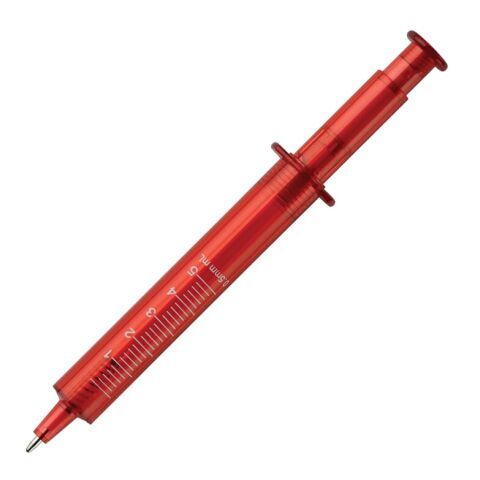 Stylo seringue transparent Rouge / blanc-Rouge / blanc | Tampographie 1 couleur | 1ere face | 45 mm x 8 mm | non disponible