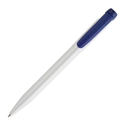 Stylo Pier opaque Blanc-Bleu foncé | Sérigraphie 1 couleur | dans le prolongement du clip | 45 mm x 25 mm | non disponible