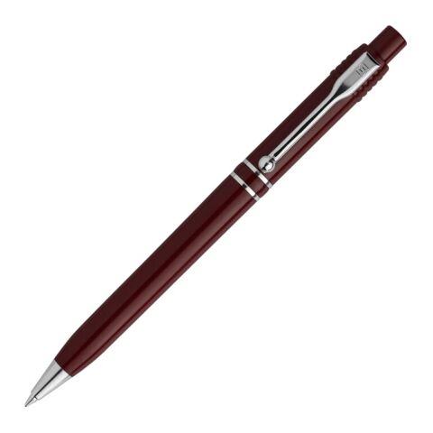 Stylo Raja Chrome opaque Bordeaux | Sérigraphie 1 couleur | à 270 degrés du clip | 40 mm x 25 mm | non disponible