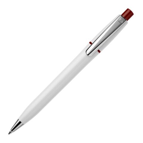 Stylo Semyr Chrome opaque Blanc-Rouge foncé | Sérigraphie 1 couleur | à 270 degrés du clip | 45 mm x 25 mm | non disponible
