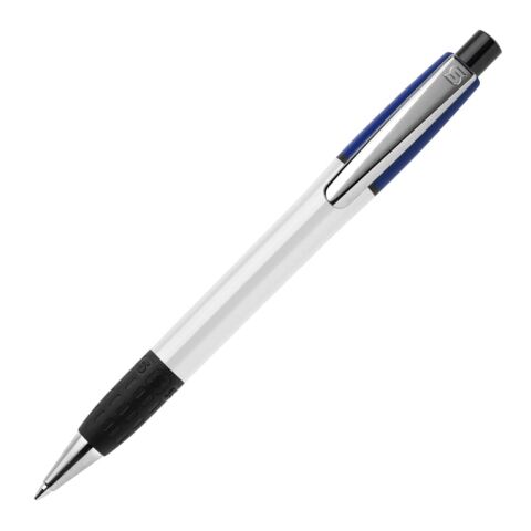 Stylo Semyr Grip Colour opaque Blanc-Bleu foncé | Sérigraphie 1 couleur | Dans le prolongement du clip | 36 mm x 25 mm | non disponible